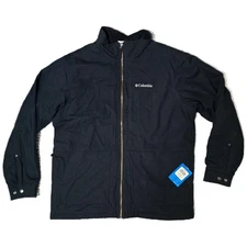 Columbia Mens L G Jacket Black Full Zip Plaid Lined Field Utility (AC)