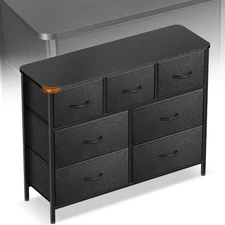 Dresser for Bedroom with 7 Drawers Storage Drawers Organizer Unit Curved Black