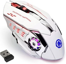 Wireless Gaming Mouse Bluetooth RGB Rechargeable 2.4G USB White