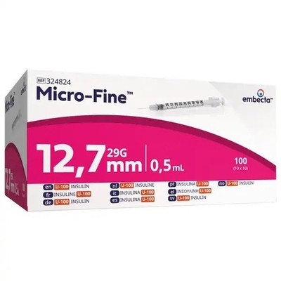 Insulinspritzen Microfine Plus 100 Stück  U100 - 0,5ml 29G  0,33 x 12,7mm