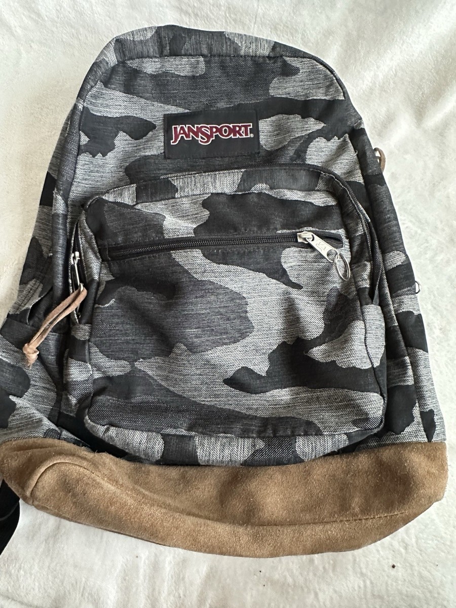 Jansport Right Pack Gray Camo Backpack With Suede Bottom for Durability |  eBay