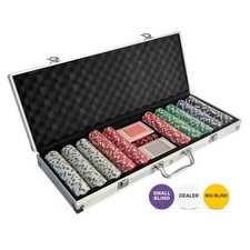 NEW! Poker Set - 500 Piece Texas Hold Em Chips Cards Dice Decks Casino Case