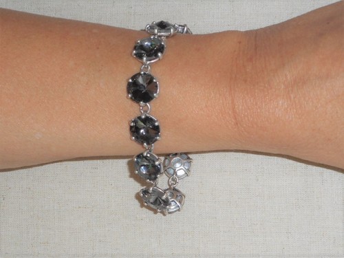 Pulsera Stella & Dot Amelie Plata Brillante/Gris - ¡Nueva! ¡Impresionante! - Imagen 3 de 6