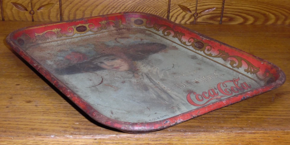 Antique 1910 Hamilton Girl Coca-Cola Tray - ROUGH CONDITION - Image 2 of 4