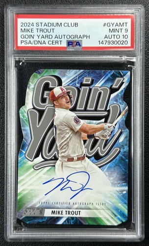 MIKE TROUT PSA 9 2024 TOPPS STADIUM CLUB #GYA-MT GOIN' YARD 10 AUTO 5/25