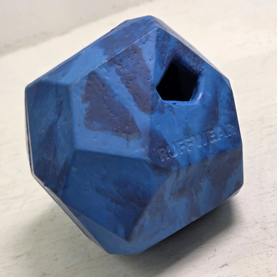 Ruffwear Large 5" Dog Treat Play Toy Gnawt-a-Rock Blue Heavy Rubber Fetch VG - Image 2 of 4