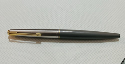 #ad #ad Vintage Parker 45 fountain pen gray with silver cap and gold trim Fine Nib $22.00
