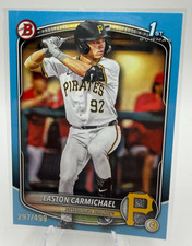 2025 Bowman Draft Easton Carmichael Sky Blue Border 1st Prospect #/499 Pirates