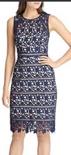 Nordstrom Eliza J Stunning Nude Blue   Lace Sleeveless Dress Size 8