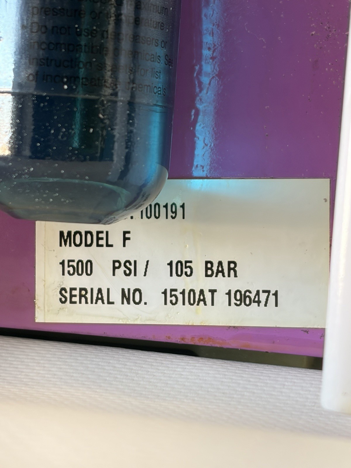 Hytec SPX # 100191 Model F Pneumatic Air Hydraulic Pump – 1500 PSI / 105 BAR