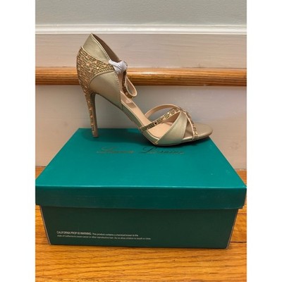 Lauren Lorraine Diasey Champagne Gold Jeweled Strappy High Heels