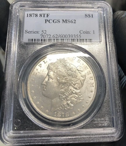 1878 8TF Morgan Silver Dollar PCGS MS62 8 Tail Feathers