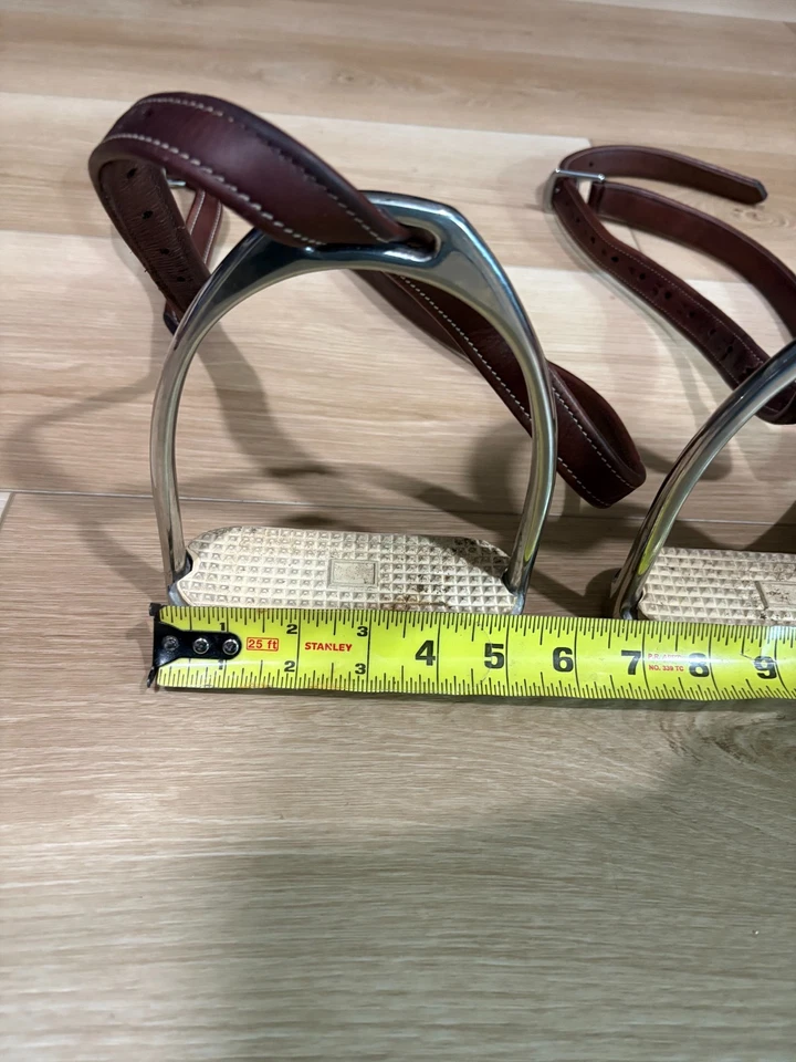 Planchas de estribo METALAB con estribo de cuero marrón cuero caballo ecuestre tachuela Foto 4 de 4