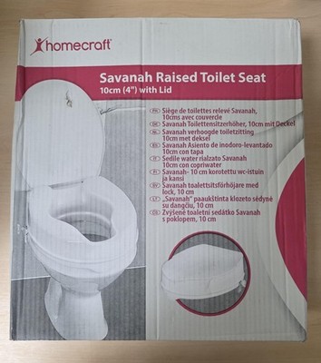 Homecraft Savanah Toilettensitzerhöhung 4'' mit Deckel länglich & erhöhtes Schloss weiß