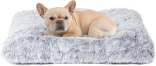 Fluffy Dog Crate Bed for Medium Dogs, Plush Faux Fur Crate Pad, Calming Anti