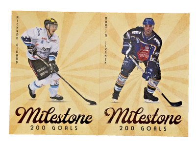 2 x Playercards DEL Milestone 200 Goals Richard Girrard und Martin Jiranek