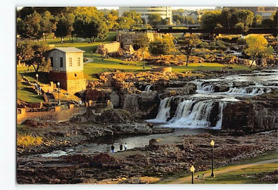 #ad Postcard The Falls of the Big Sioux River Falls Park Sioux Falls SD USA $3.49