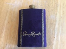 Crown Royal 8 oz. Stainless Steel Whiskey Flask Purple Suede Cover