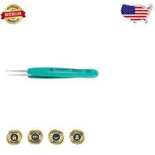 Swiss Quality Ergo-Tweeze Tweezer: 6" Straight, Fine Point, ESD Safe, Turquoise