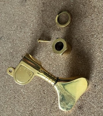 SINGLE Vintage 80s GIBSON Schaller Germany Bass Machine Head / Tuner, Aged Gold 