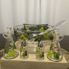 Vintage Hazel Atlas Decorated by Gay Fad 5pc Salad Serving Set Made in USA