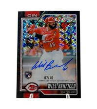 WILL BANFIELD 2026 Topps Chrome Rookie Black Prism ON CARD AUTO /10 Reds #RA-WB. rookie card picture