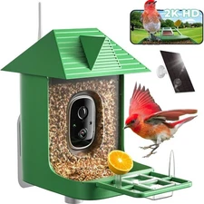 AI Smart Bird Feeder with 2K HD Camera, 1.8L Capacity, Built-in Solar Panel for