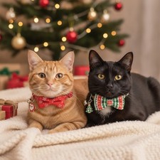 Charming Christmas Cat Collars - 2 Pack with Bells and Festive Designs