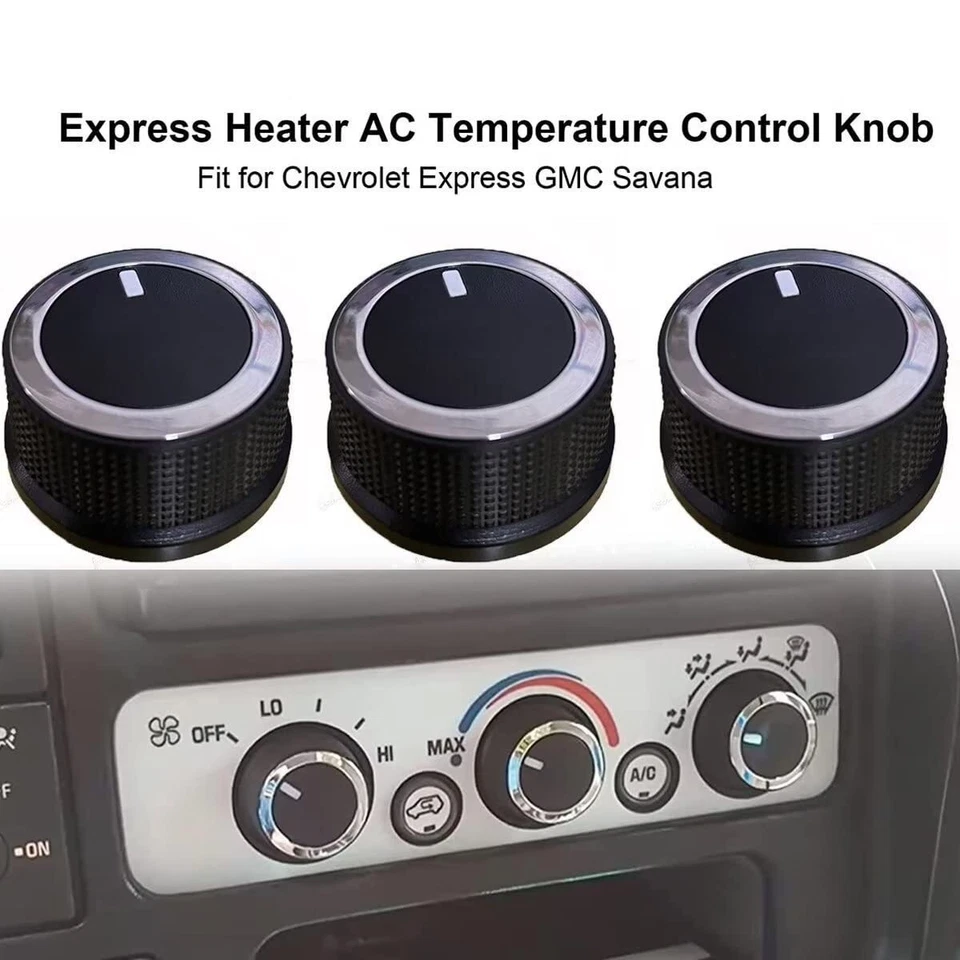 For 2008-2017 Chevrolet Express Van Savana A/C Heater TEMP CONTROL KNOB GM 3Pcs Foto 2 de 4
