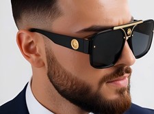 XL MENS UV400 Large Wide Frame Oversized Gangster Rectangle Shade Sunglasses