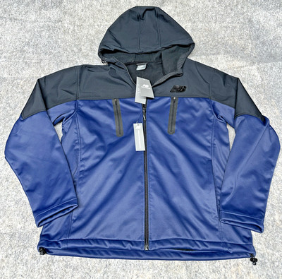 New Balance Men L- Wind Resistant Softshell Jacket Running  Navy/black  (42-2)