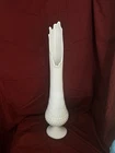 Beautiful Vintage Fenton Milk Glass Pedestal Swung Vase Hobnail 21” Tall