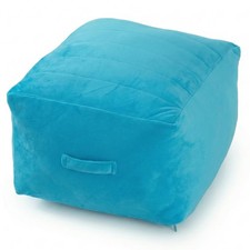 Square Pouf Ottoman Foot Rest 20x20x15 Inch Blue Floor Cushion Stool