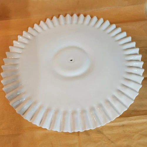 Vintage Fenton Milk Glass Hobnail Serving Tray Ruffled Edge 13.5",  No Handle