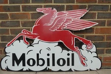 Huge Vintage Enamel Pegusus Mobiloil Sign