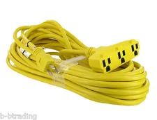 Lot 2 50 ft 14/3 15 AMP 1875 W Extension Cords With 3 Outlets