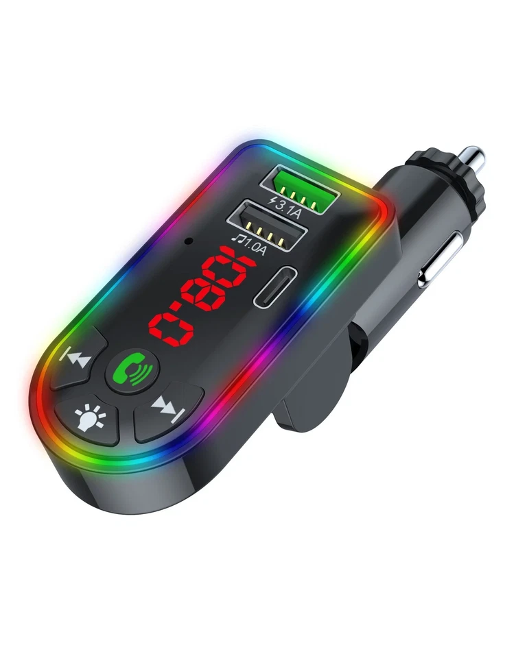 New Audiobox TR-20 Car Bluetooth FM Transmitter with Charging Ports & LED Lights - Image 3 of 4