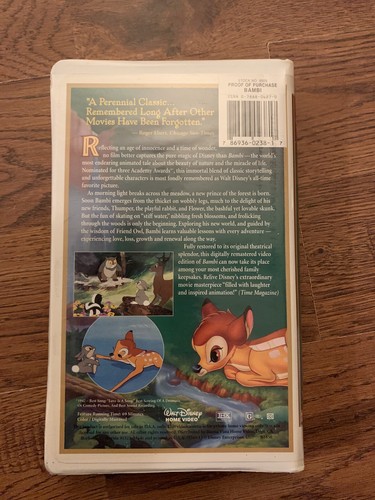Bambi VHS 55th Anniversary Limited Edition RARE Masterpiece Collection - Picture 3 of 3