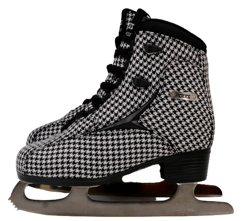 Patins à Glace Roces Brits – Blanc/argenté, Taille US 8, Lame Acier Carbone