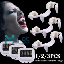 Retractable Vampire Fangs Reusable Halloween Vampire Fang Fake Teeth for Cosplay