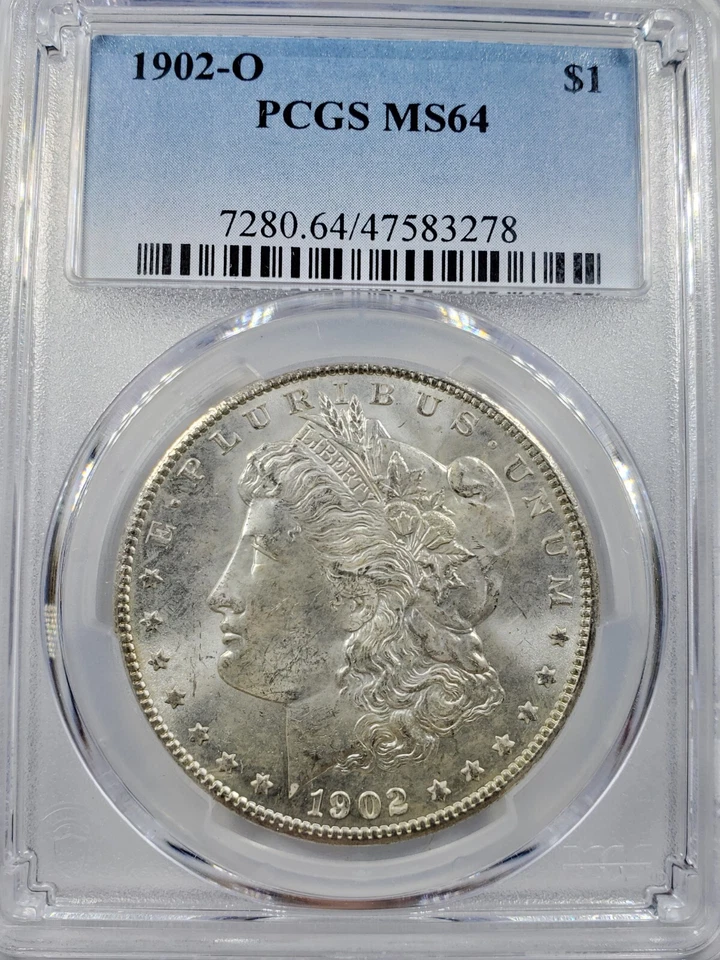 1902 年 O 版摩根银元 PCGS 评级 MS64 新奥尔良铸币 