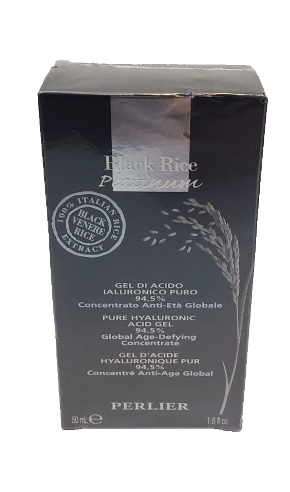 Perlier Black Rice Platinum Pure Hyaluronic Acid Gel 94.5% 50mL / 1.6 Oz. SEALED - Image 2 of 2