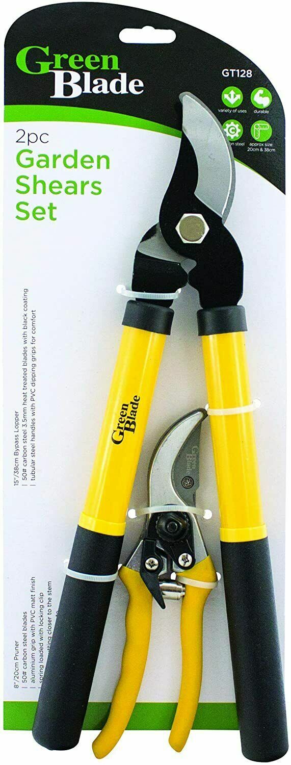 2pc 15"" Bypass Lopper + 8"" Secteurs Pruner Hedge Garden Pruning Trees GT128