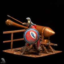 Soldatino giocattolo in latta dipinto 54 mm Guardia Varangiana con fuoco grec...