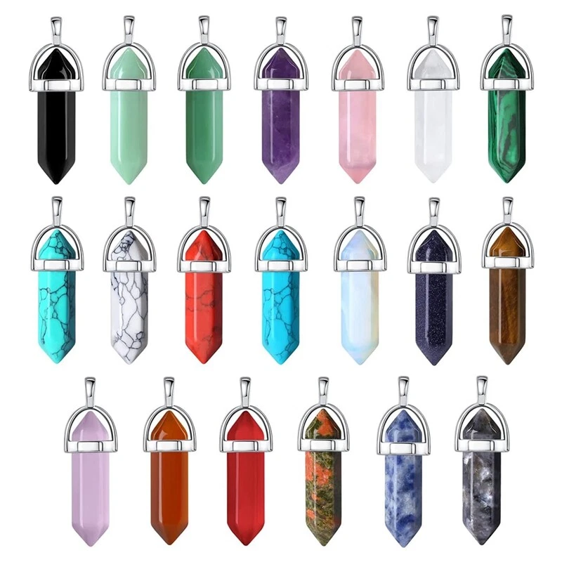 3X 20Pcs Healing Crystal Pendant Charms Jewelry Making Natural