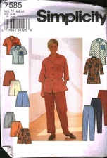 7585 Vintage Simplicity SEWING Pattern Misses Blouse Pants Shorts 1990s UNCUT 10