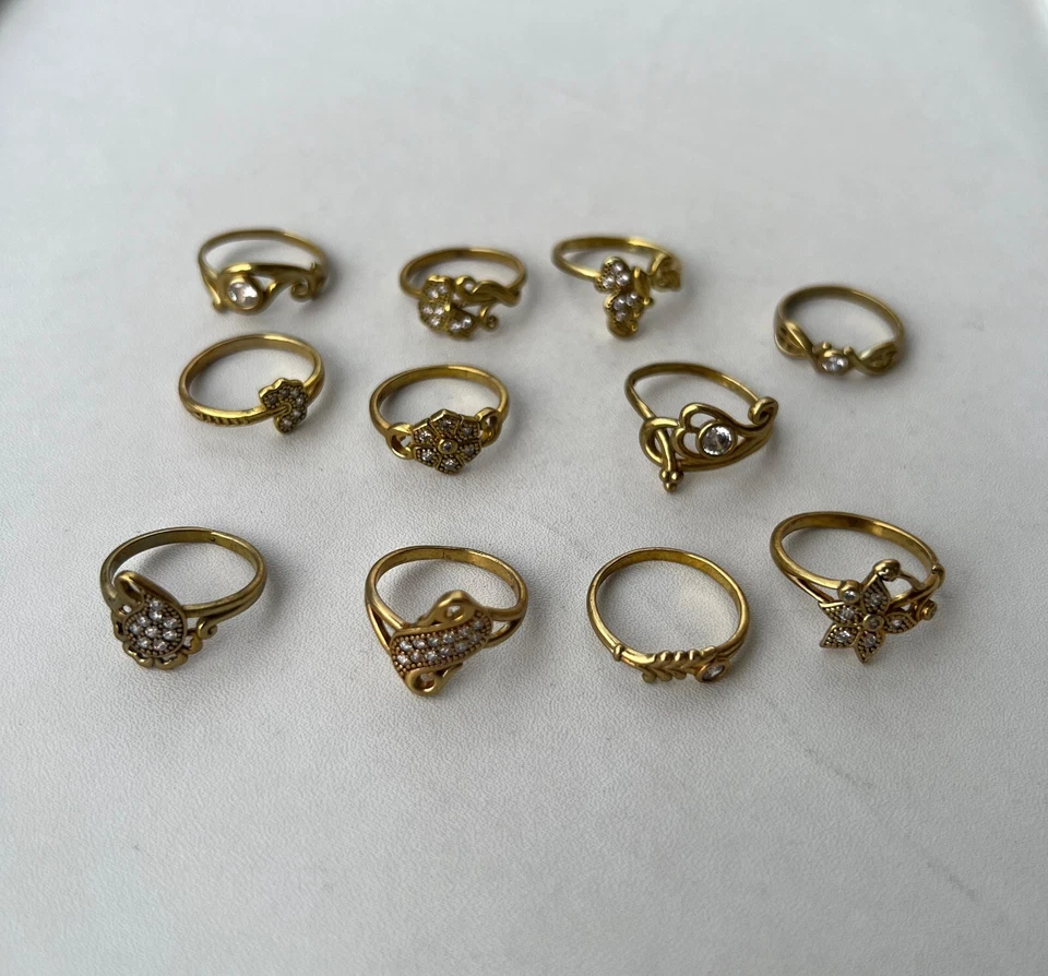 ¡VENTA A GRANEL!! Anillo mezcla latón con topacio blanco lote al por mayor EE. UU. talla 6-8 Foto 4 de 4