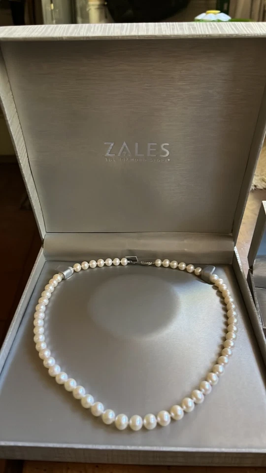 Conjunto de brincos de pulseira de colar de ouro 14k com pérolas de água doce Zales - Imagem 2 de 4