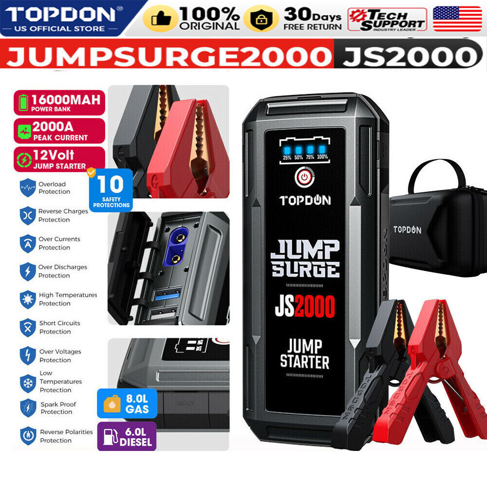 TOPDON Power Bank JS1500, 1500 A 12 V Booster Di Avviamento - Foto 7