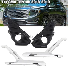 Bumper Fog Light Lamp Bezel Frame Cover w/ Chrome Trim Set For GMC Terrain 18-21